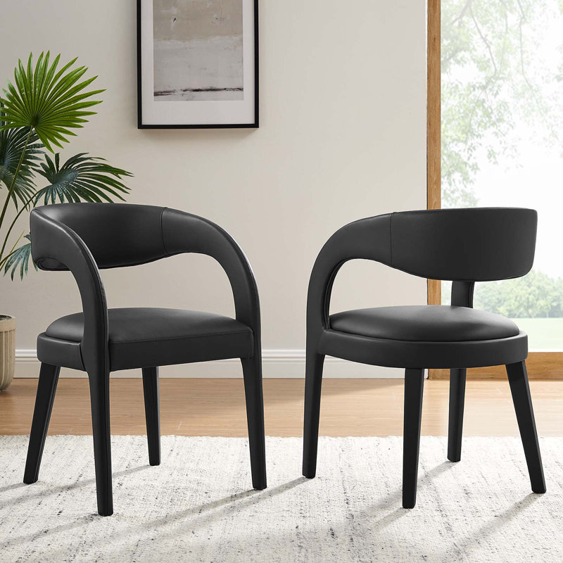 Modway Pinnacle Vegan Leather Dining Chair, Black