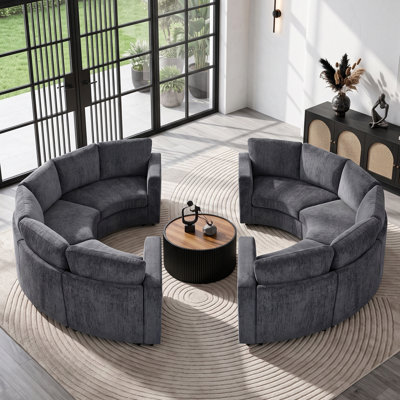 6-Piece Modern Chenille Modular Curved Sectional Sofa