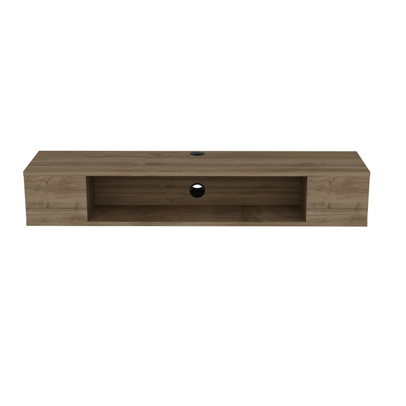 Modern Walnut TV Stand, 53.1 x 9.1 x 13.9 inches | 100% Melamine Coated Particle Board, Thickness: 0.7 inches | Wall-Mountable Design with Multiple Shelves for Additional Storage | Elegant Brown for Contemporary Living Rooms