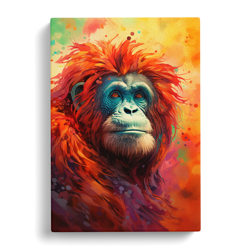Orangutan Colour Field - Wrapped Canvas, 50cm H x 35cm W x 3cm D
