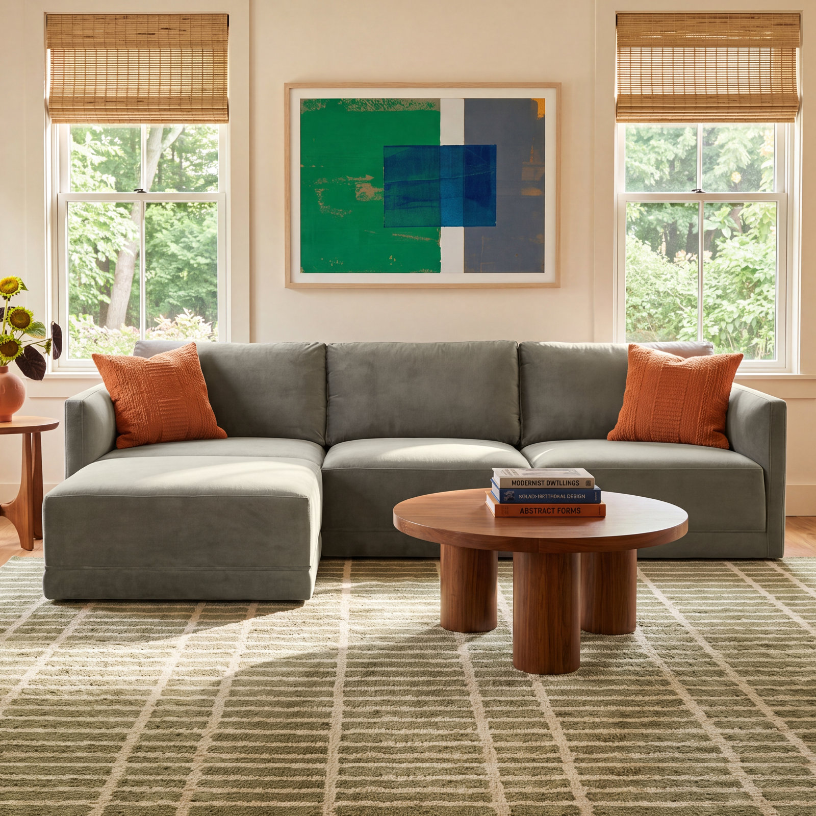 Deirdre Modular Upholstered Reversible Chaise L-Sectional, Taupe