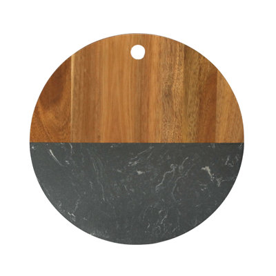 Planche ronde en marbre et bois d'acacia - 12 po