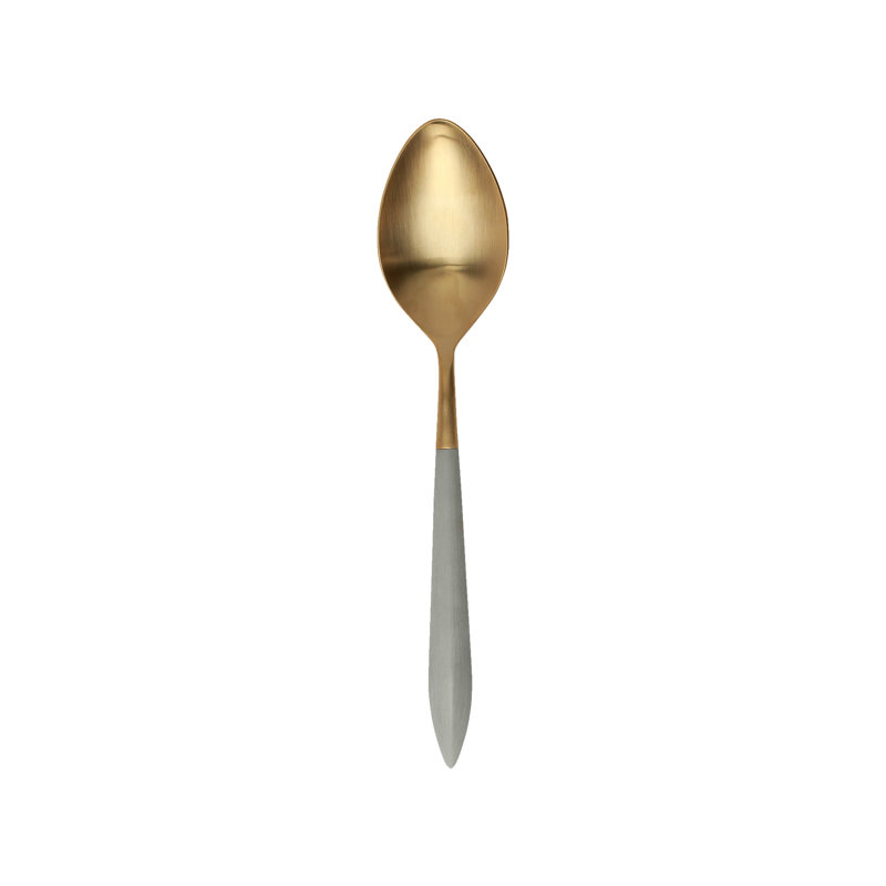 Ares Stainless Steel Serving Spoon, Light Gray/Brushed Gold