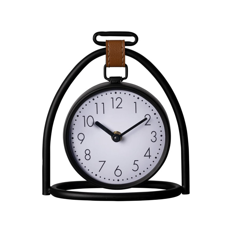 Horloge de table en métal noir