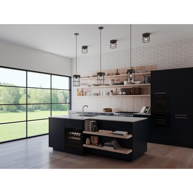 Plafonnier encastré en verre Lasette, Noir mat