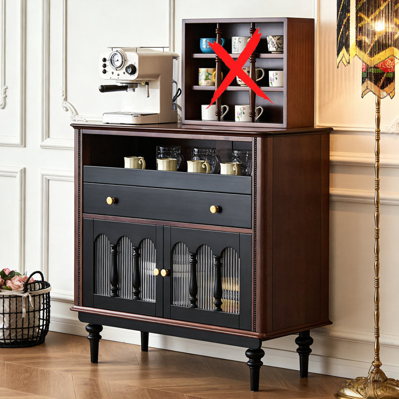Buffet de rangement style crème français, Noir / Noyer