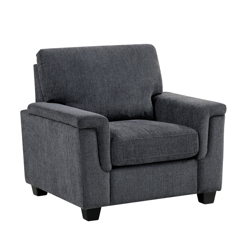 Deva Accent Chair, Contoured Arms, Foam Cushions, Dark Gray Chenille