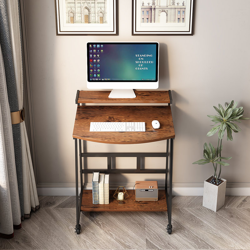 Bureau d'ordinateur portable portatif avec support pour moniteur et tablette de rangement inférieure, poste de travail mobile compact pour adultes
