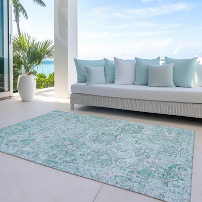 Tapis bleu sarcelle lavable intérieur / extérieur Geneva 