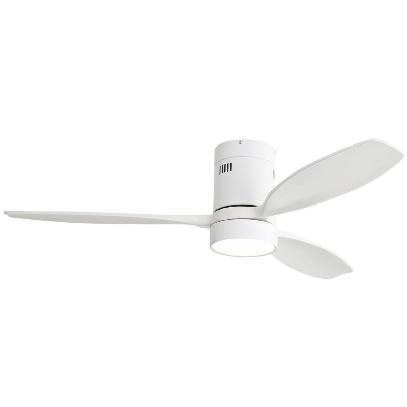 Ventilateur de plafond encastré classique à 3 pales de 52 po avec lumière et télécommande Nicola, Blanc, Blanc