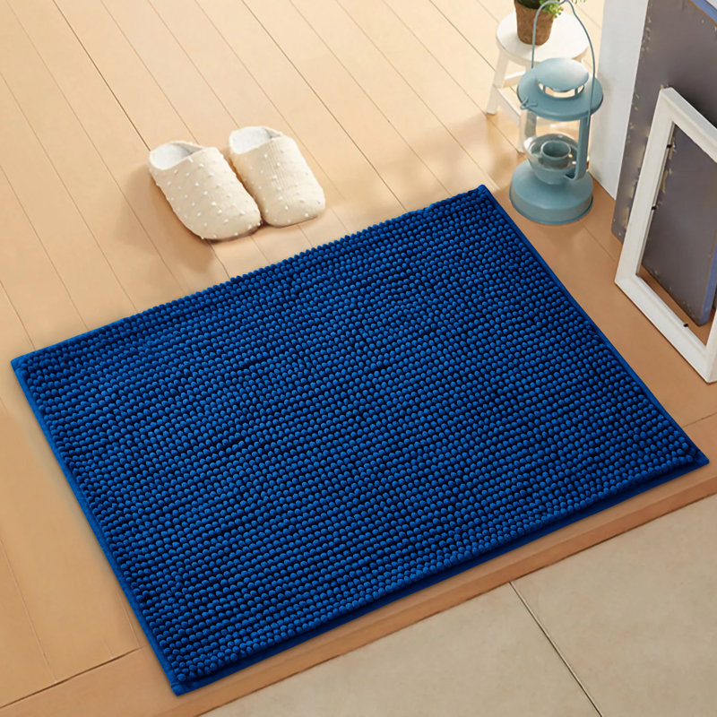 Aspire Homeware Ultra-Soft Chenille Bathroom Rug Mat with Non-Slip Backing, Navy, Reactangle (40cm W x 60cm L)