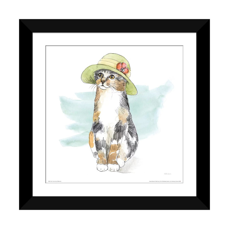 « original chats aquarelle iii », impression sur toile, H 24 po x l 24 po x P 1 po, Papier avec cadre noir, Blanc
