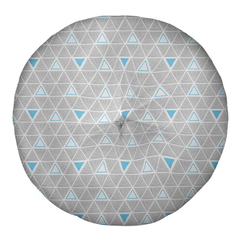 Coussin de sol classique à motif de triangles dessinés à la main, 30 po x 30 po, Accent bleu sarcelle