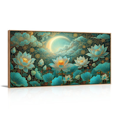 Moonlight Lotus, reproduction d'art sur toile, ensemble de 1