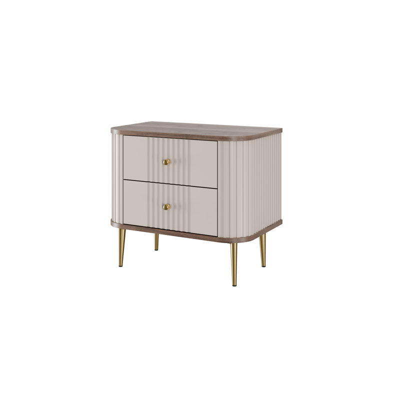 Dayzee 56cm W Manufactured Wood Bedside Table, Gold, Cashmere/Gold, Nut