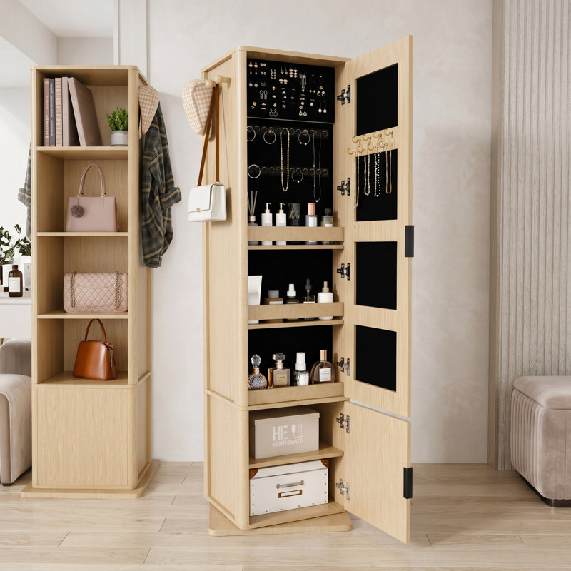 Armoire de maquillage rotative à 360 °, Noyer