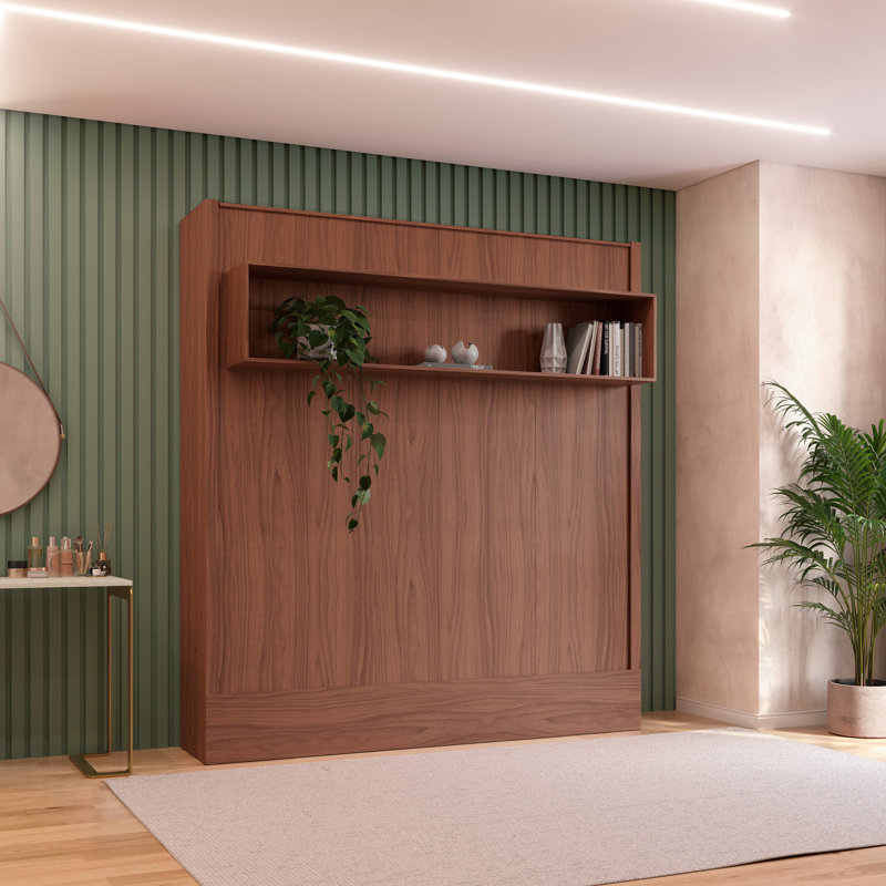 Dekari Storage Murphy Bed, Brown, King