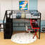 Lit mezzanine avec bureau à DEL intégré, garde-robe et escalier de rangement