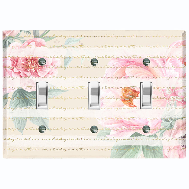 Plaque murale à 3 interrupteurs à bascule rose Magnolia