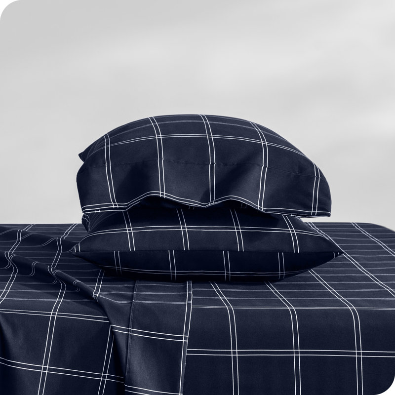 Split King Midnight Plaid Deep Pocket Microfiber Sheet Set