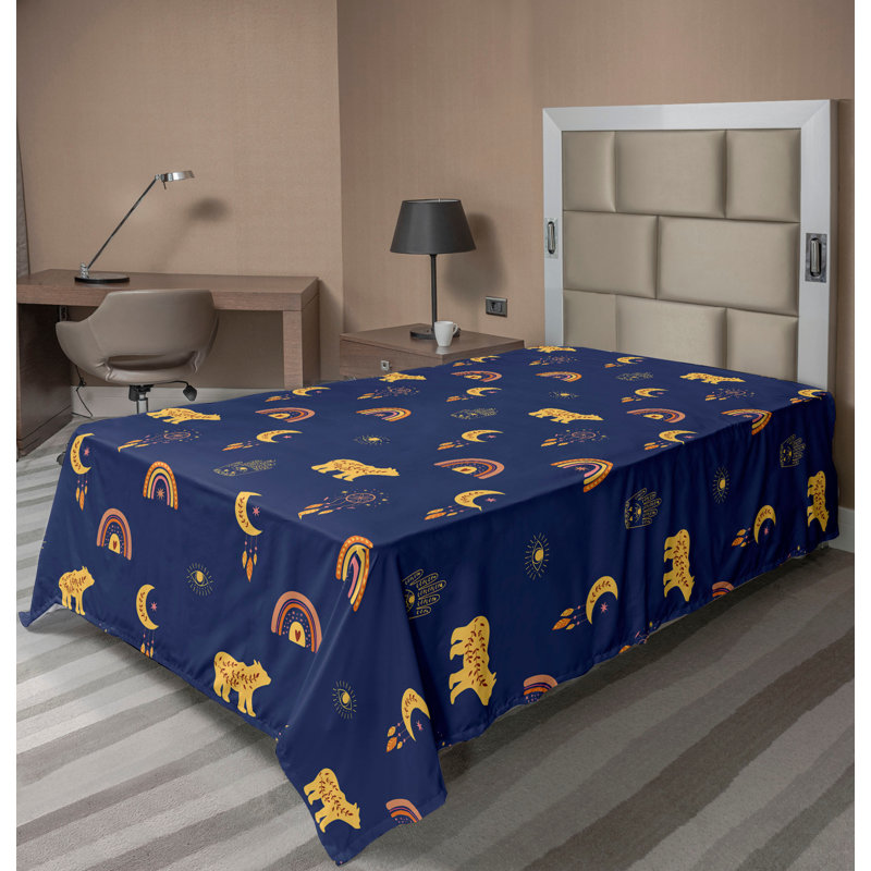 Drap plat de style bohémien Ambesonne, Drap plat pour lit simple