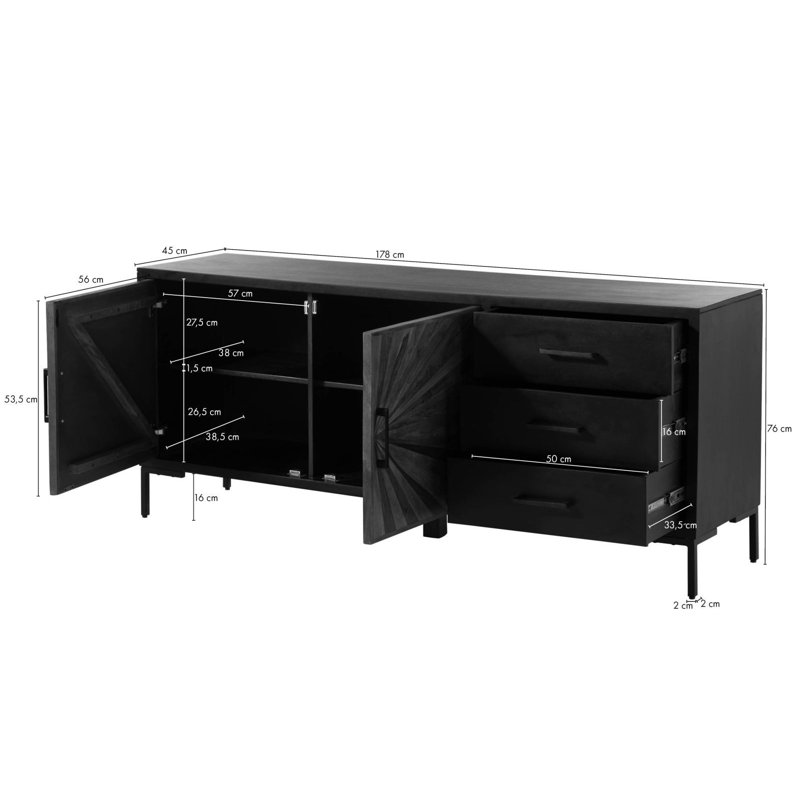178cm Solid Wood Sideboard