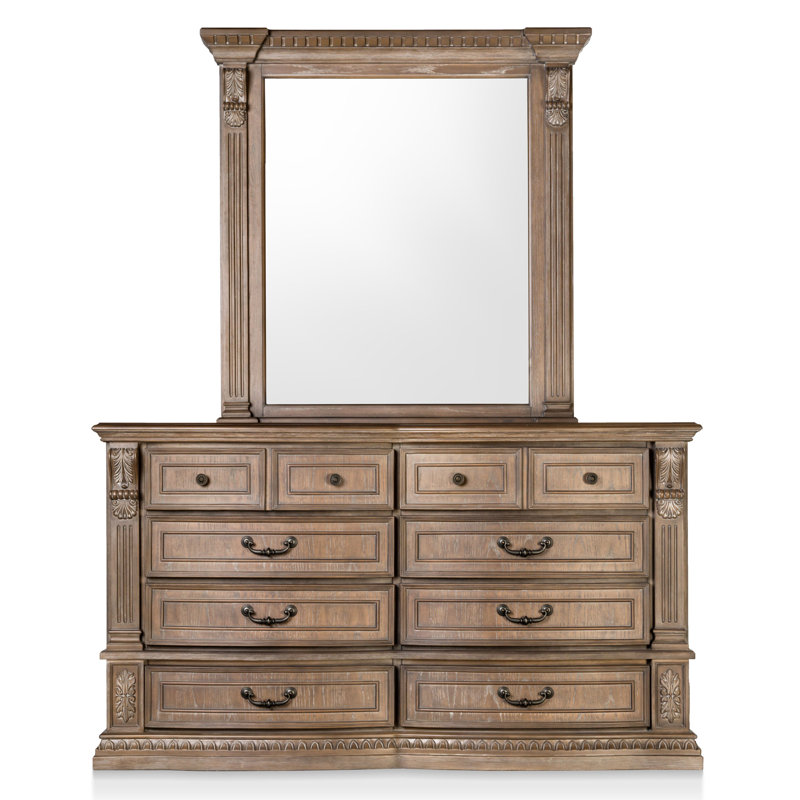 Commode Bourbonnais à 10 tiroirs avec miroir