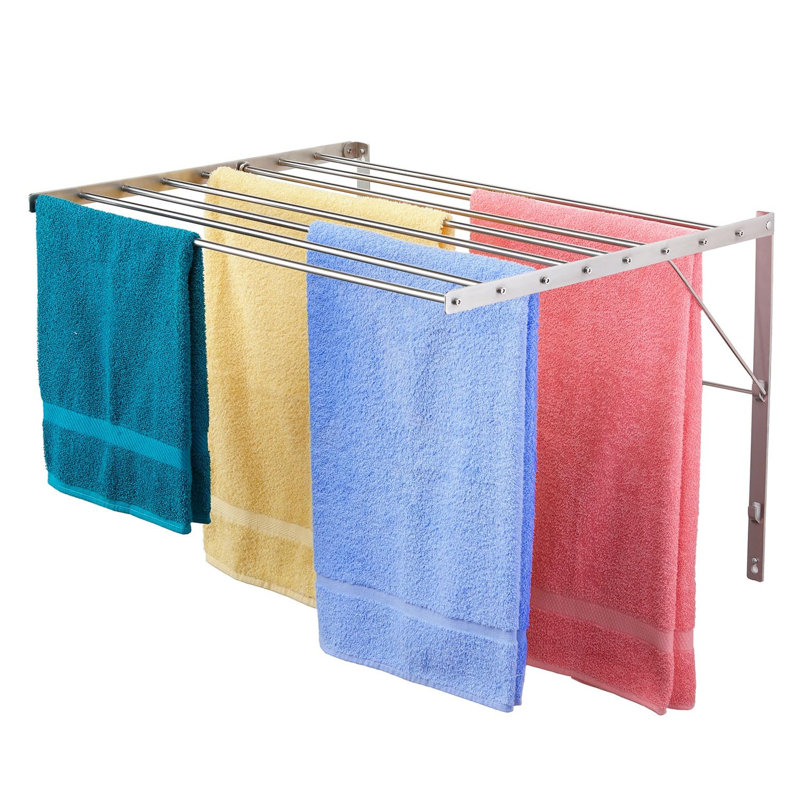 Séchoir à vêtements | 30 po de largeur | 20 pieds linéaires | 8 tiges rondes en acier inoxydable lisse | 60 lb de capacité | Conception compacte et peu encombrante