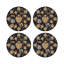 Ex Vote Skulls Black Vegan Leather Round Pebble Placemat