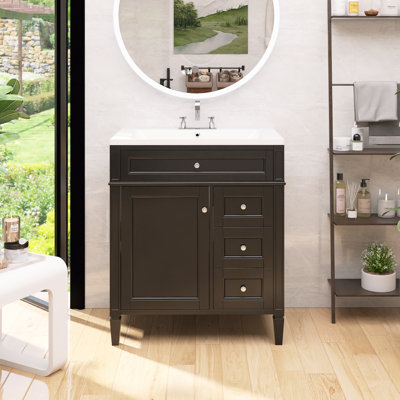 Meuble-lavabo de salle de bain avec 2 tiroirs et un tiroir basculant, conception romaine exquise