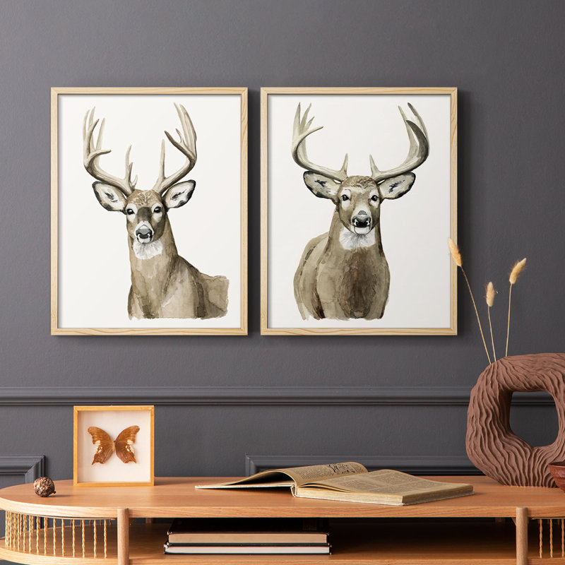 Impression encadrée Handsome Whitetail I-Premium - prête à être accrochée - aucun clou requis - aucun clou requis