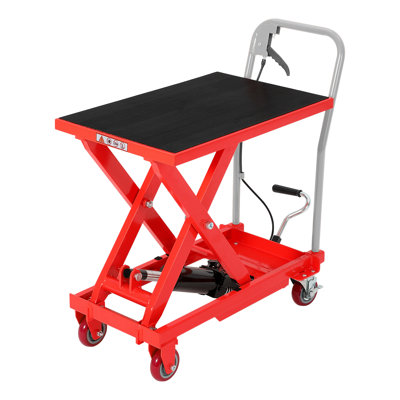 Chariot de table à levage hydraulique - capacité de 500 lb, portée réglable de 10 à 28,5 po, ciseaux robustes avec plateforme antidérapante et roues