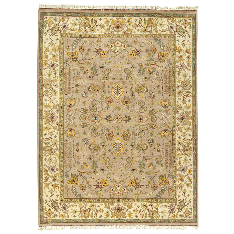 Tapis rouille et ivoire noué à la main de haute qualité