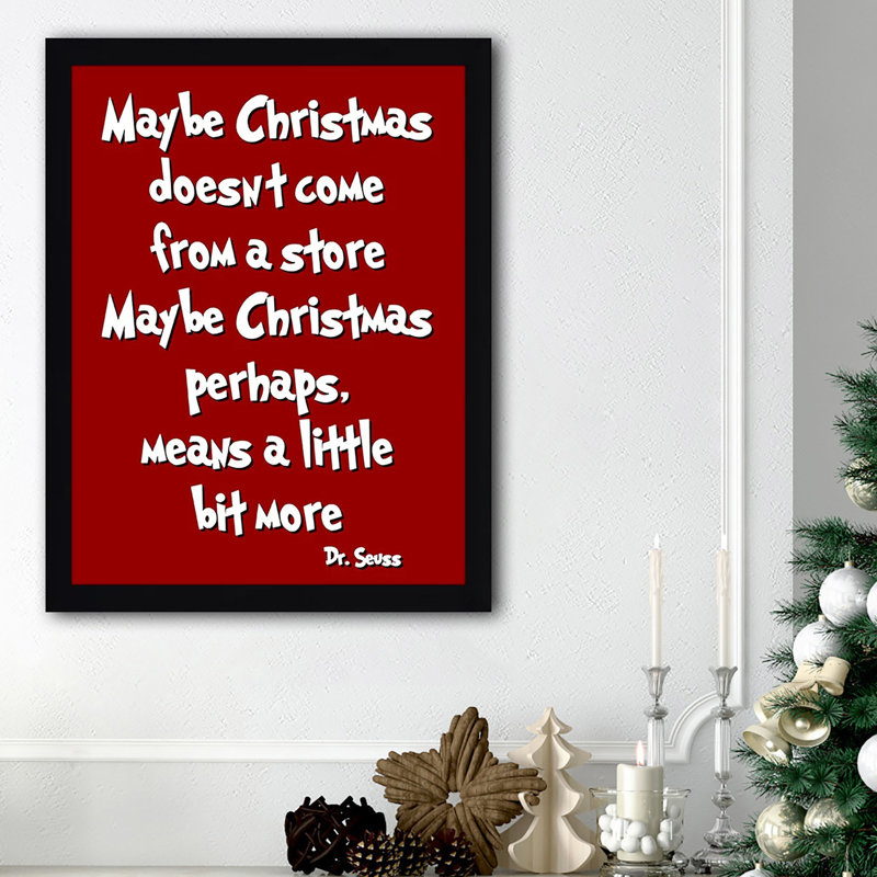 « maybe christmas », art textuel encadré, H 37,5 po x l 25,5 po x P 1 po