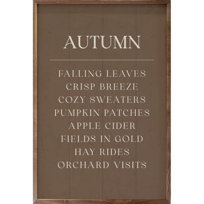 «Autumn Comforts Brown» sur bois, H 8 po x l 5 po
