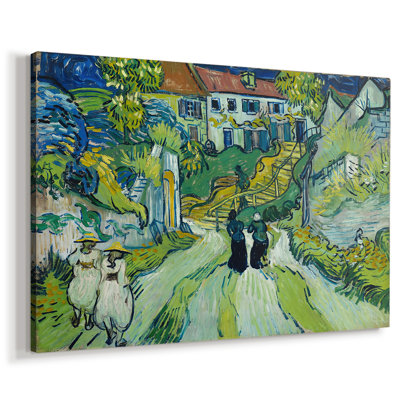 Village Street and Steps in Auvers with Two Chiffres-Vincent van Gogh-Toile tendue avec châssis-1890