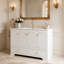 Meuble-lavabo simple de style français de 122 cm (48 po) avec dessus en résine blanche-3930594