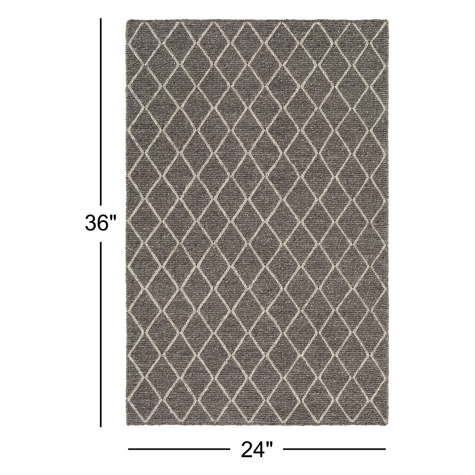 Lilly Charcoal Ivory Flatweave Geometric Rug, Rectangle 2' x 3'