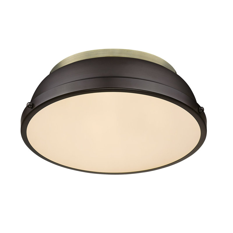 Plafonnier encastré 2 lumières Calico, Laiton vieilli, Bronze huilé