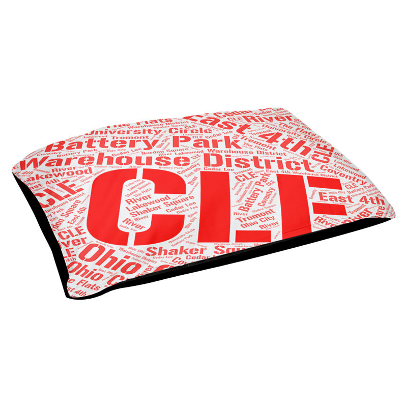 Coussin de chien « districts », Moyen (H 9,5 po x l 28 po x P 18 po), Cleveland, Rouge