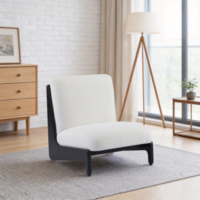 Ensemble de 2 chaises d'appoint modernes, coussin blanc avec structure en bois noir massif, chaises d'appoint ergonomiques pour le salon et la chambre à coucher