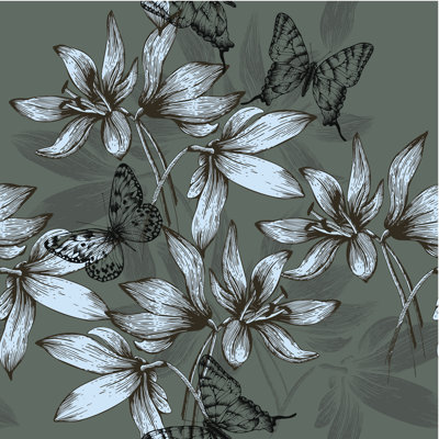 Fleurs et papillons Bellefield par Vahlakova