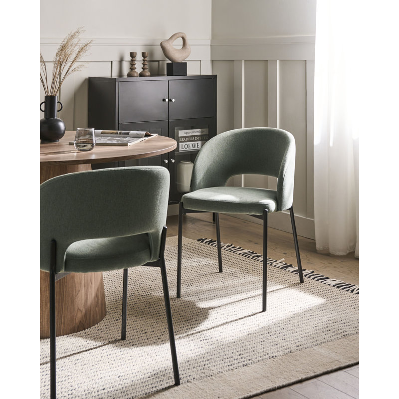 48cm H Fabric Upholstered Upholstered Back Side Chair, Dark Green	