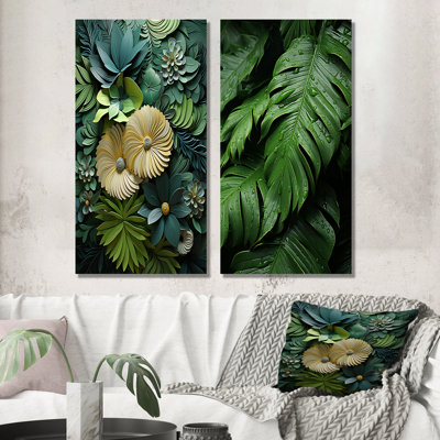 Ensemble de salon mural palmier et palmiers émeraude exotique Emerald