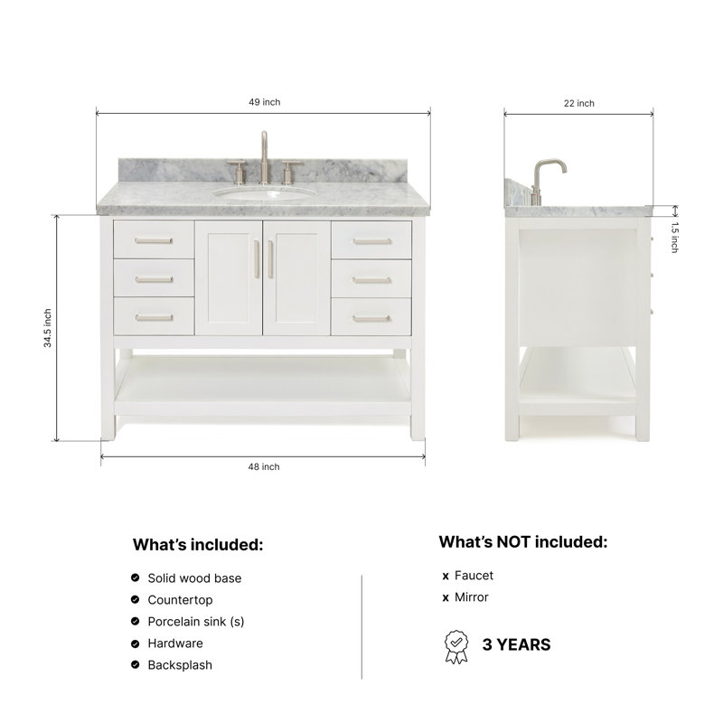 Magnolia Bath Vanity Oval Basin S049SCWOV, White, Oval