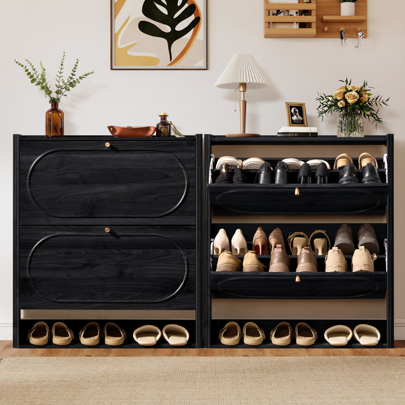 20 Pair Shoe Storage Cabinet, Black