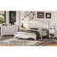 Ensemble de chambre à coucher de style rétro 4 pièces, lit plateforme grand avec un design élégant, table de chevet et commode avec poignée en métal-1951370426