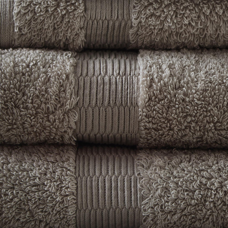 High-quality and durable 100% Egyptian-Like Cotton soft bath towels with high absorbency (set of six multi-sizes), Taupe
