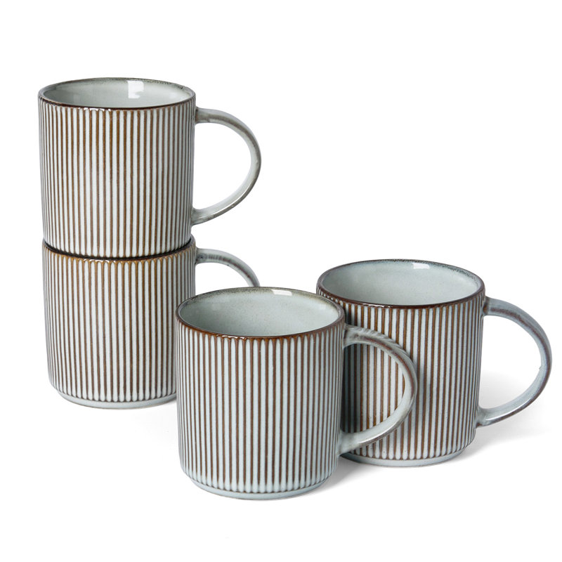 Ensemble de 4 tasses en grès 4 pièces 4 pièces (ensemble de 4), Bleu fumée