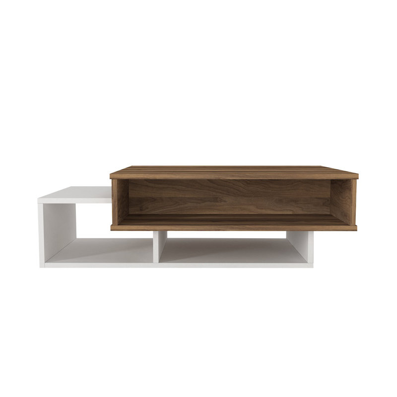 Aldermary Floor Shelf Coffee Table, White/Walnut